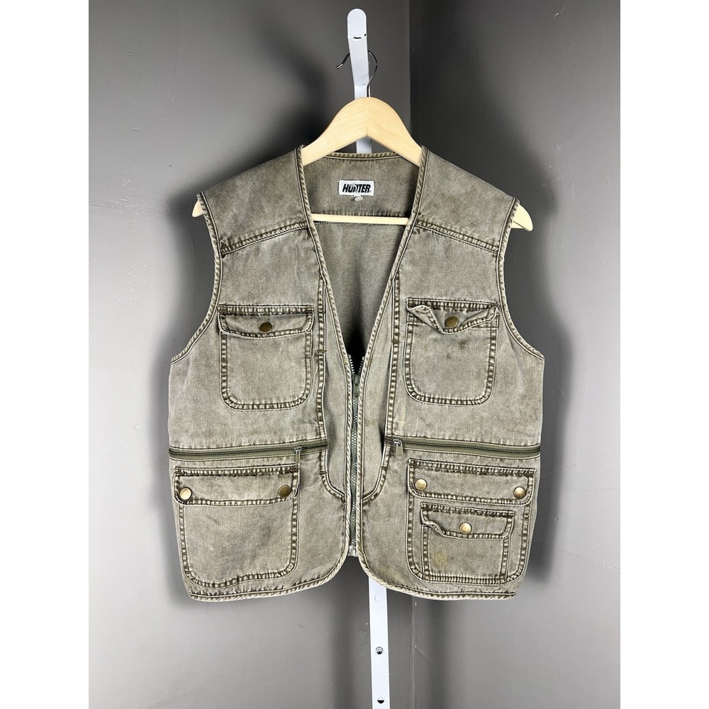 Hunter Brand SZ 36 M Utility Hunting/ Fishing Vest Canvas Zip Pocket Vintage